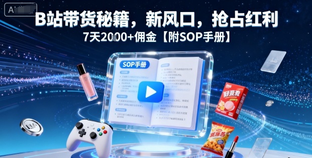 B站带货秘籍，新风口，抢占红利，7天2k+佣金【附SOP手册】-星禾网创星球