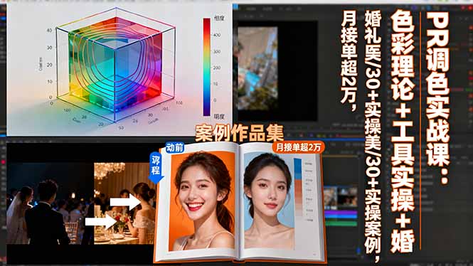 PR调色实战课：色彩理论+工具实操+婚礼医美/30+实操案例，月接单超2万-星禾网创星球
