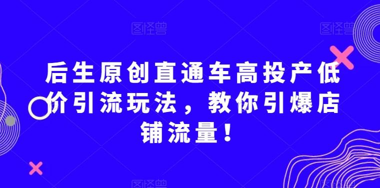 后生原创直通车高投产低价引流玩法，教你引爆店铺流量！-星禾网创星球