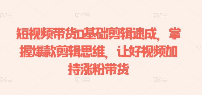 短视频带货0基础剪辑速成，掌握爆款剪辑思维，让好视频加持涨粉带货-星禾网创星球