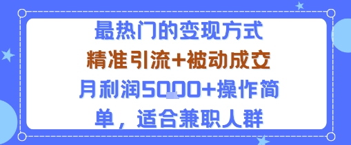 小众赛道玩法：当下最热门的变现方式，精准引流+被动成交月利润5k+操作简单，适合兼职人群-星禾网创星球
