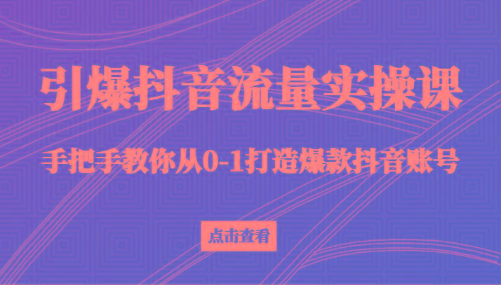 引爆抖音流量实操课，手把手教你从0-1打造爆款抖音账号(27节课)-星禾网创星球