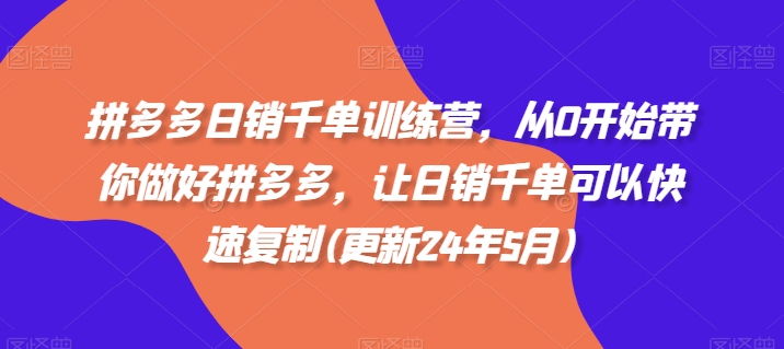 拼多多日销千单训练营，从0开始带你做好拼多多，让日销千单可以快速复制(更新24年8月)-星禾网创星球