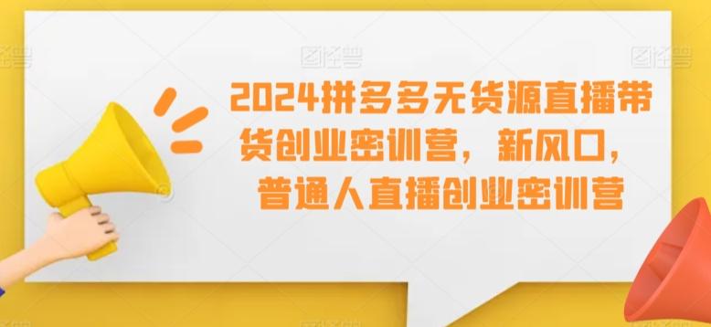 2024拼多多无货源直播带货创业密训营，新风口，普通人直播创业密训营-星禾网创星球