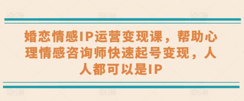 婚恋情感IP运营变现课，帮助心理情感咨询师快速起号变现，人人都可以是IP-星禾网创星球
