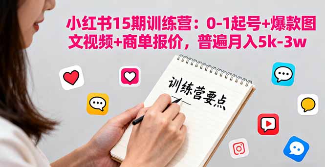 小红书15期训练营：0-1起号+爆款图文视频+商单报价，普遍月入5k-3w-星禾网创星球