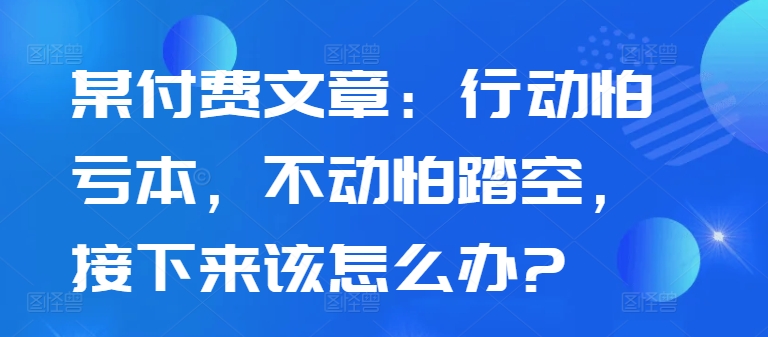 某付费文章：行动怕亏本，不动怕踏空，接下来该怎么办?-星禾网创星球