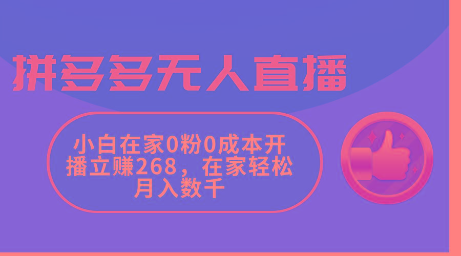 拼多多无人直播，小白在家0粉0成本开播立赚268，在家轻松月入数千-星禾网创星球