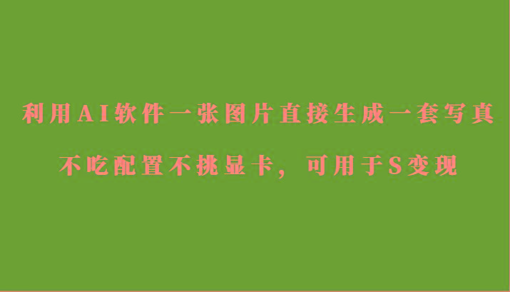 利用AI软件只需一张图片直接生成一套写真，不吃配置不挑显卡，可用于S变现-星禾网创星球