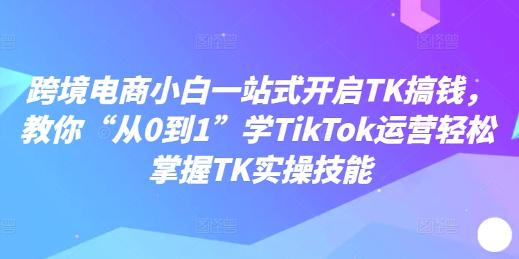 跨境电商小白一站式开启TK搞钱，教你“从0到1”学TikTok运营轻松掌握TK实操技能-星禾网创星球