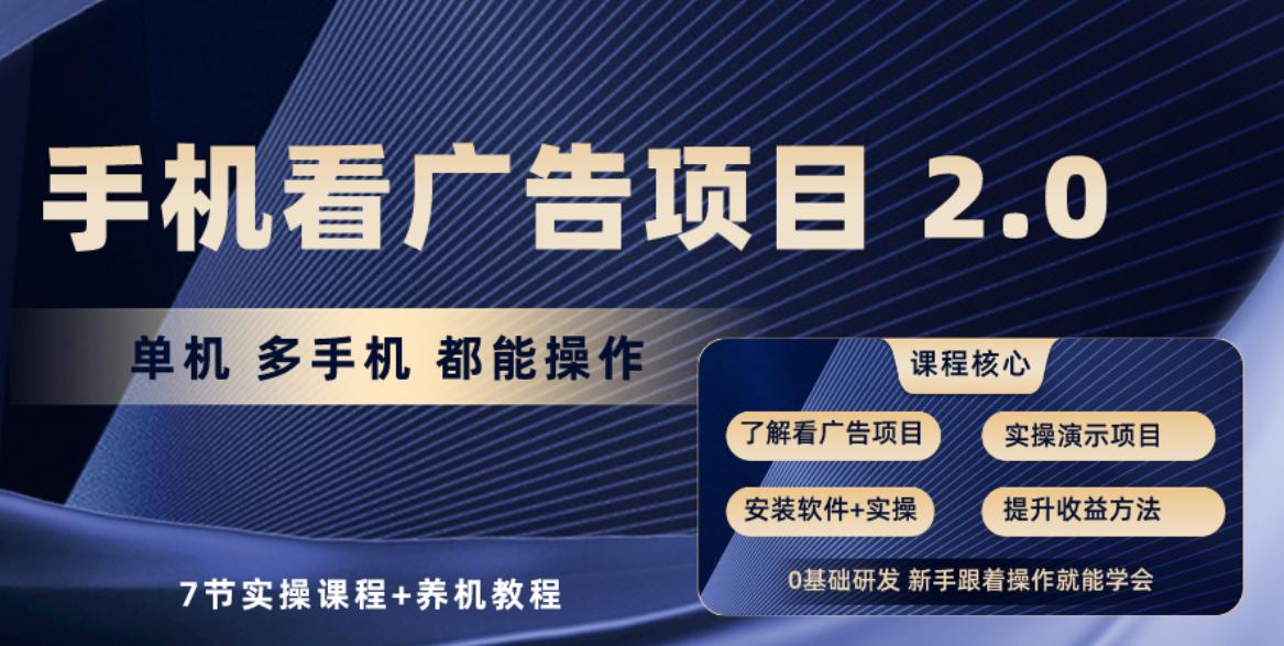 手机看广告项目2.0，单机收益30+，提现秒到账可矩阵操作-星禾网创星球