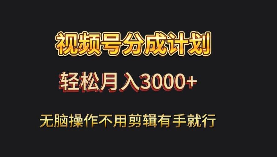 视频号流量分成，不用剪辑，有手就行，轻松月入2000+-星禾网创星球