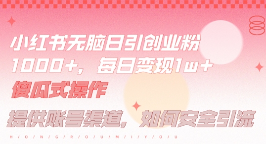 小红书无脑每日引流创业粉500+，小白每天只花半小时，躺赚长尾收益【揭秘】-星禾网创星球