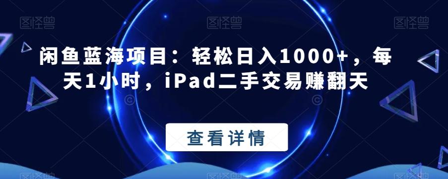 闲鱼蓝海项目：轻松日入1000+，每天1小时，iPad二手交易赚翻天-星禾网创星球
