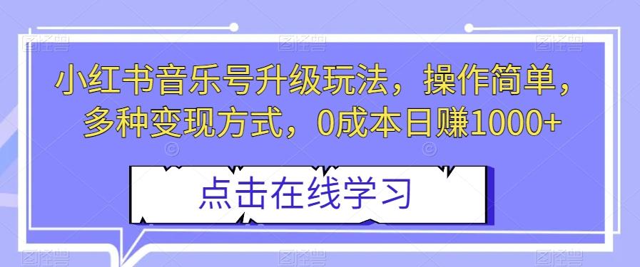 小红书音乐号升级玩法，操作简单，多种变现方式，0成本日赚1000+【揭秘】-星禾网创星球