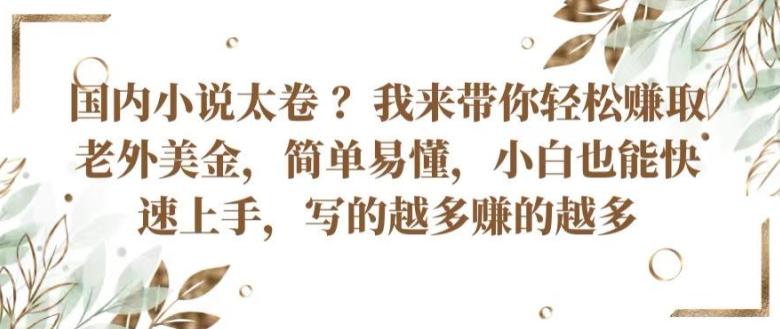 国内小说太卷 ?带你轻松赚取老外美金，简单易懂，小白也能快速上手，写的越多赚的越多【揭秘】-星禾网创星球