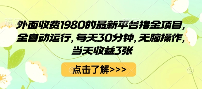 外面收费1980的最新平台撸金项目，全自动运行，每天30分钟，无脑操作，当天收益3张【揭秘】-星禾网创星球