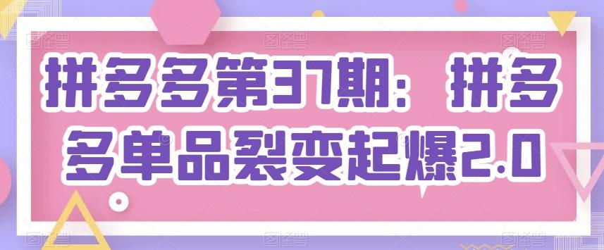 拼多多第37期：拼多多单品裂变起爆2.0-星禾网创星球