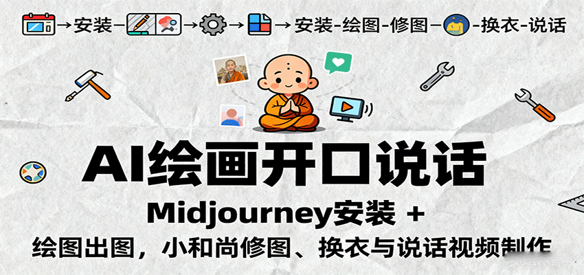 AI绘画开口说话，Midjourney安装 + 绘图出图，小和尚修图、换衣与说话视频制作-星禾网创星球