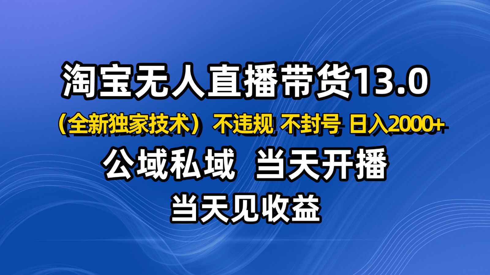 淘宝无人直播13.0,公域私域技术,不封号,不违规 布局下半年旺季赛道,日入2000+-星禾网创星球