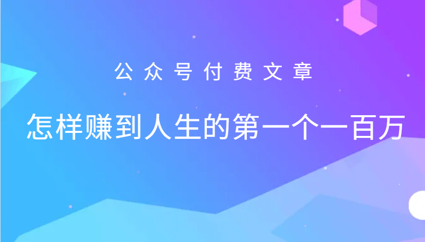 某公众号付费文章：怎么样才能赚到人生的第一个一百万-星禾网创星球