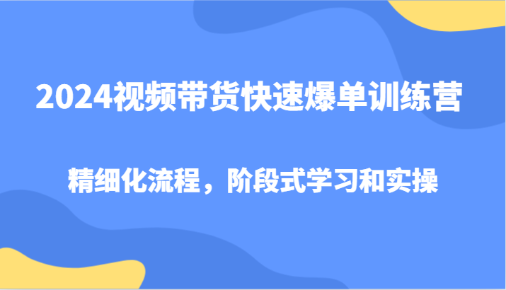 2024视频带货快速爆单训练营，精细化流程，阶段式学习和实操-星禾网创星球