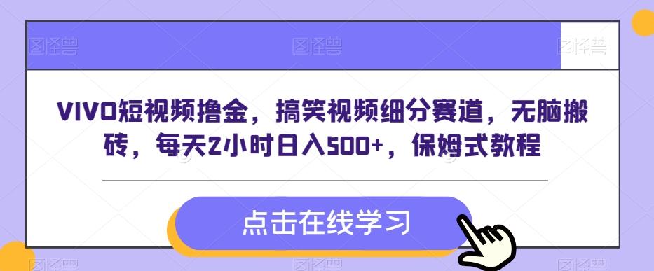 VIVO短视频撸金，搞笑视频细分赛道，无脑搬砖，每天2小时日入500+，保姆式教程-星禾网创星球
