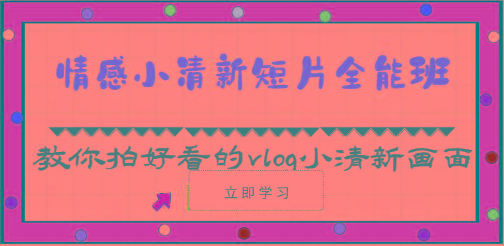 情感小清新短片全能班-教你拍好看的vlog小清新画面(30节课)-星禾网创星球