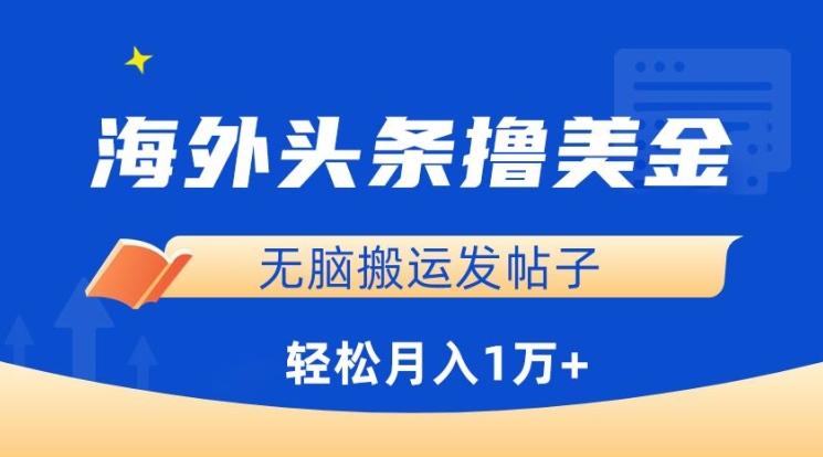 海外头条撸美金，无脑搬运发帖子，月入1万+，小白轻松掌握【揭秘】-星禾网创星球
