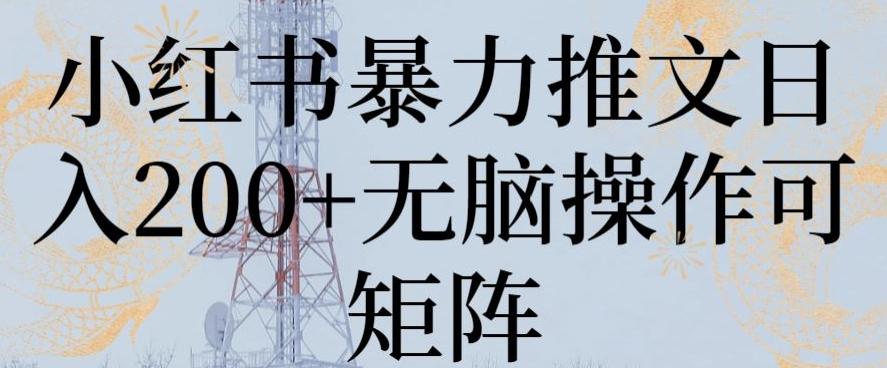 小红书暴力推文日入200+无脑操作可矩阵【揭秘】-星禾网创星球