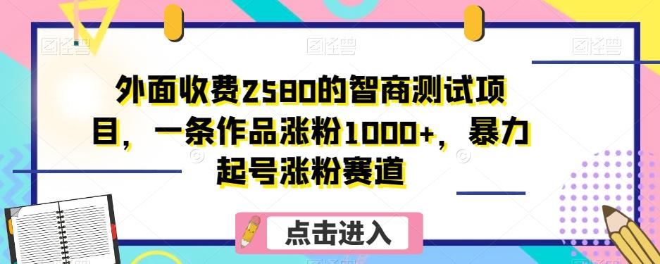 外面收费2580的智商测试项目，一条作品涨粉1000+，暴力起号涨粉赛道【揭秘】-星禾网创星球