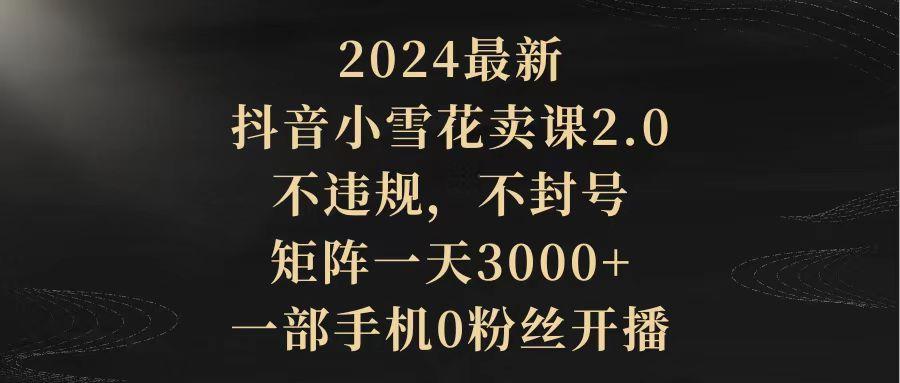(9639期)2024最新抖音小雪花卖课2.0 不违规 不封号 矩阵一天3000+一部手机0粉丝开播-星禾网创星球