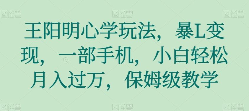 王阳明心学玩法，暴L变现，一部手机，小白轻松月入过万，保姆级教学【揭秘】-星禾网创星球