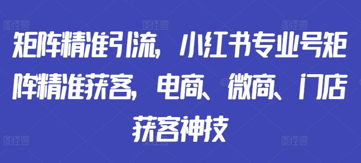 矩阵精准引流，小红书专业号矩阵精准获客，电商、微商、门店获客神技-星禾网创星球