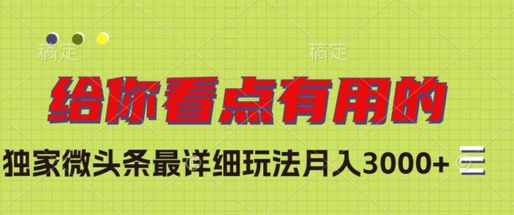 独家微头条最详细玩法，月入3000+【揭秘】-星禾网创星球