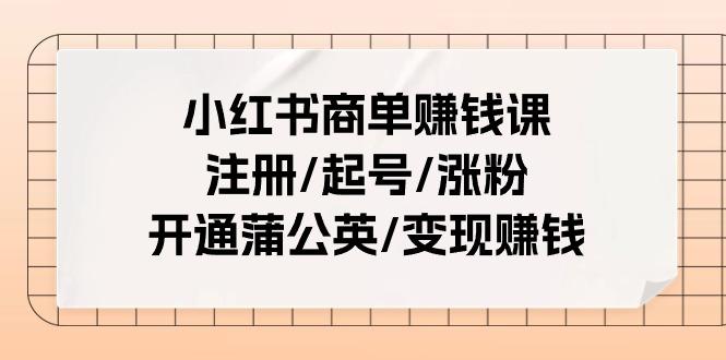 小红书商单赚钱课：注册/起号/涨粉/开通蒲公英/变现赚钱(25节课)-星禾网创星球
