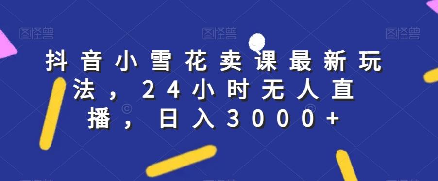 抖音小雪花卖课最新玩法，24小时无人直播，日入3000+【揭秘】-星禾网创星球