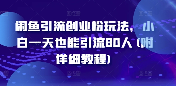 闲鱼引流创业粉玩法，小白一天也能引流80人(附详细教程)-星禾网创星球