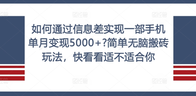 如何通过信息差实现一部手机单月变现5000+?简单无脑搬砖玩法，快看看适不适合你【揭秘】-星禾网创星球