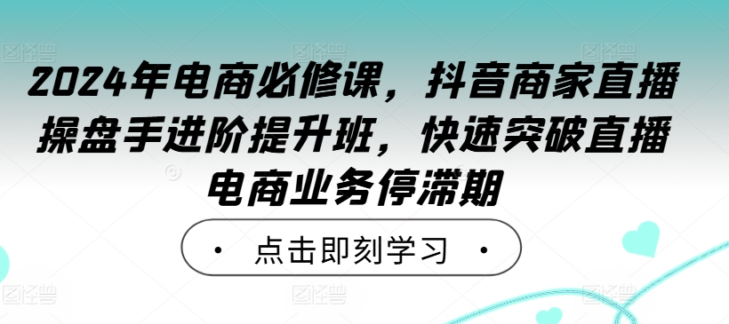 2024年电商必修课，抖音商家直播操盘手进阶提升班，快速突破直播电商业务停滞期-星禾网创星球