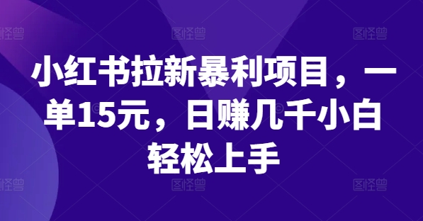 小红书拉新暴利项目，一单15元，日赚几千小白轻松上手【揭秘】-星禾网创星球