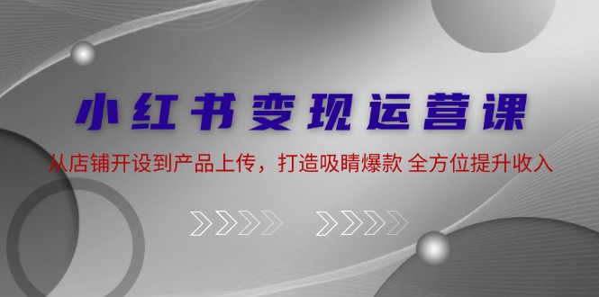 小红书变现运营课：从店铺开设到产品上传，打造吸睛爆款 全方位提升收入-星禾网创星球