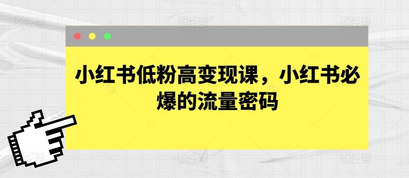 小红书低粉高变现课，小红书必爆的流量密码-星禾网创星球