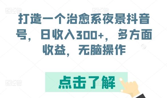 打造一个治愈系夜景抖音号，日收入300+，多方面收益，无脑操作【揭秘】-星禾网创星球