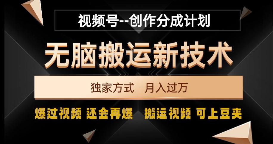 视频号无脑搬运新技术，破原创壕流量，独家方式，爆过视频，还会再爆【揭秘】-星禾网创星球