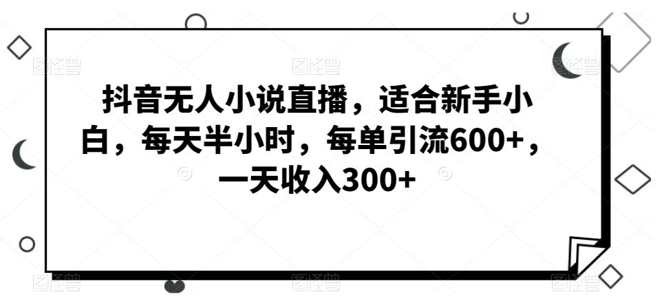 抖音无人小说直播，适合新手小白，每天半小时，每单引流600+，一天收入300+-星禾网创星球
