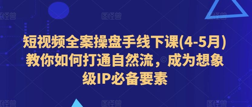 短视频全案操盘手线下课(4-5月)教你如何打通自然流，成为想象级IP必备要素-星禾网创星球