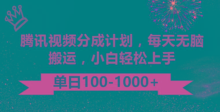 腾讯视频分成计划最新玩法，无脑搬运，日入100-1000-星禾网创星球