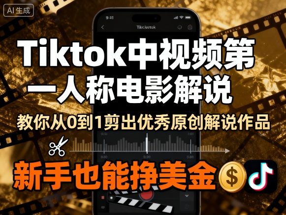Tiktok中视频第一人称电影解说，教你从0到1剪出一个优秀的原创解说作品，新手也能挣美金-星禾网创星球