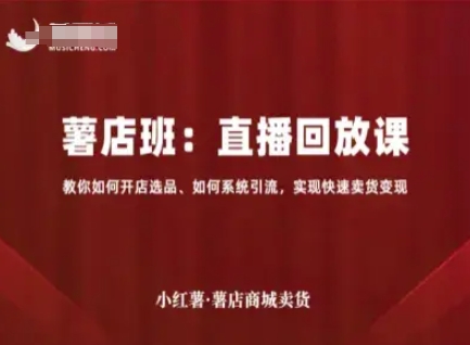小红薯薯店商城卖货直播回放课，教你如何开店选品、如何系统引流，实现快速卖货变现-星禾网创星球